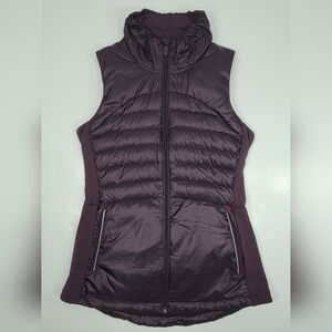 Lululemon Down For A Run Vest II Black Cherry Reflective Women's 6 Goose Feather